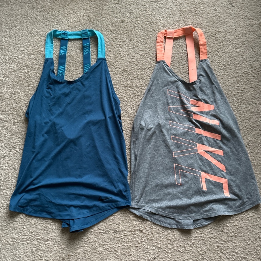 Nike Blue and Gray Running Tank Tops